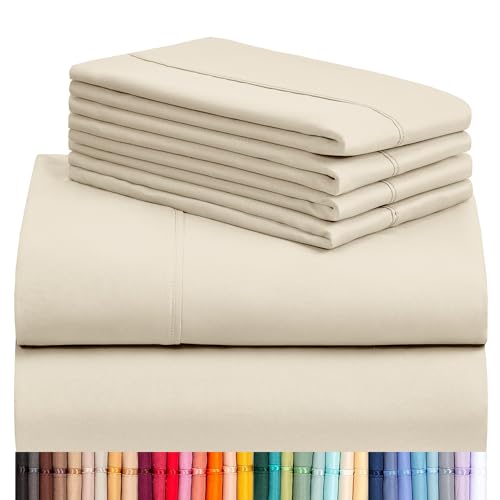 Product Image of the LuxClub 6 PC Queen Sheet Set, Rayon Made from Bamboo Bed Sheets, Deep Pockets...