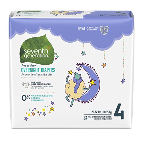 Product Image of the Seventh Generation Free & Clear Overnight Baby Diapers, 22-32 lbs, Stage 4, 24...