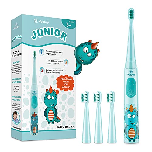 Product Image of the Vekkia Sonic Rechargeable Kids Electric Toothbrush, 3 Modes with Memory, Fun &...