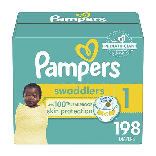 Product Image of the Pampers Swaddlers Diapers - Size 1, 198 Count, Ultra Soft Disposable Baby...