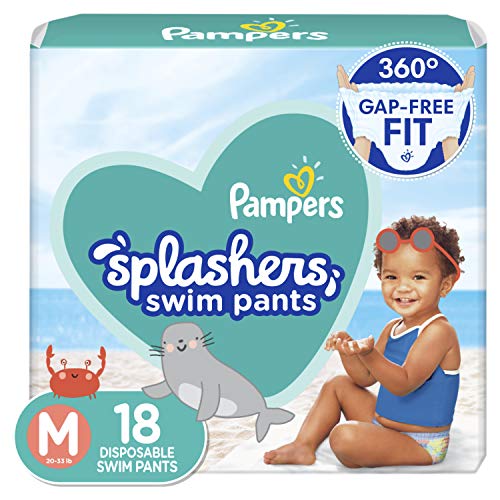 Product Image of the Pampers Splashers Swim Diapers - Size M, 18 Count, Gap-Free Disposable Baby Swim...