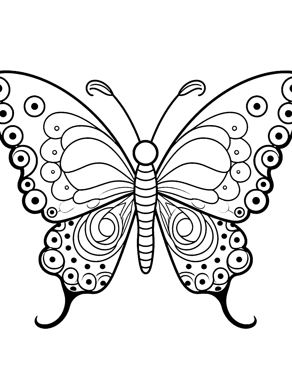 Butterfly With Intricate Patterns Cute Coloring Page - A butterfly with detailed patterns on its wings.