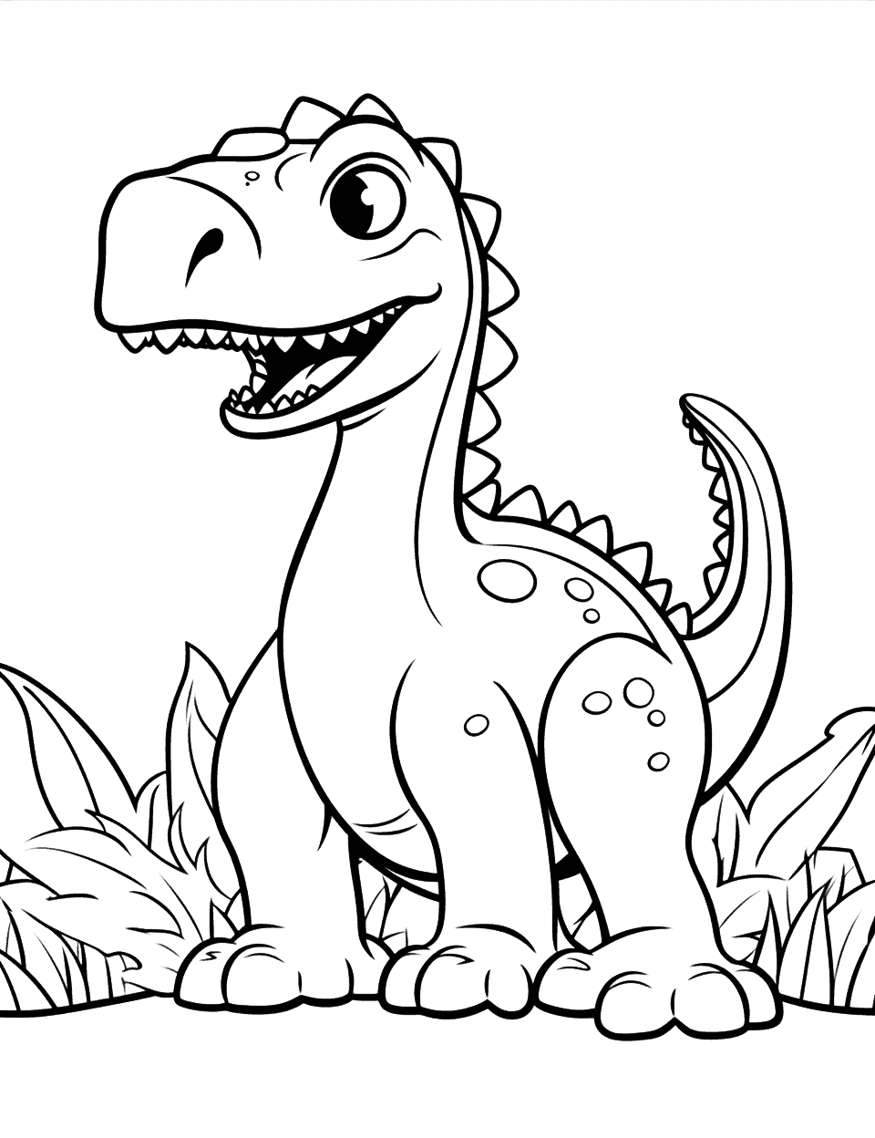 Simple Dinosaur Outline Coloring Page - Simple, easy-to-color outline of a dinosaur.