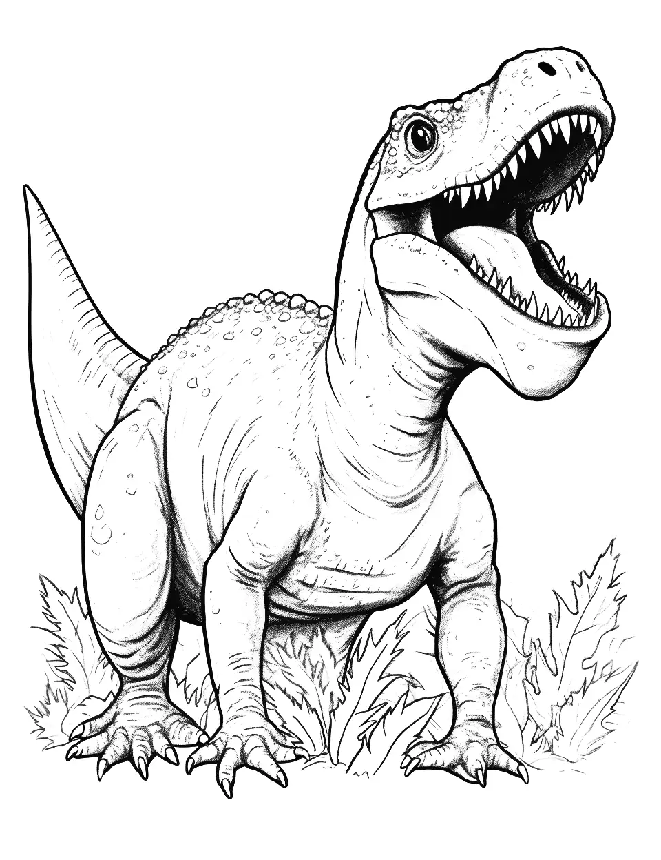 Indominus Rex Rampage Dinosaur Coloring Page - The Indominus Rex on a rampage in Jurassic World.