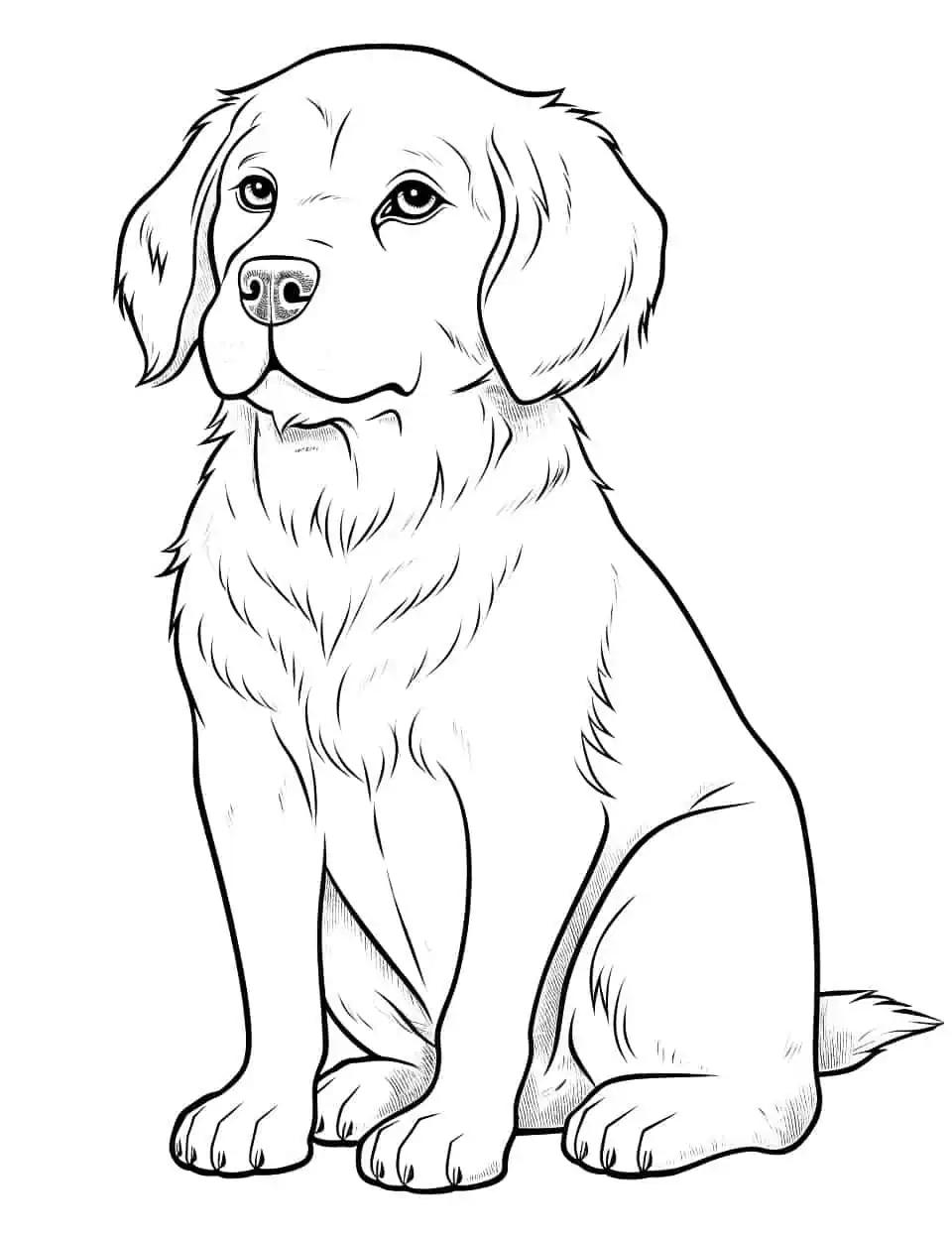 Advanced Dog Drawing Coloring Page - An advanced-level coloring page featuring a detailed, artistic dog drawing.