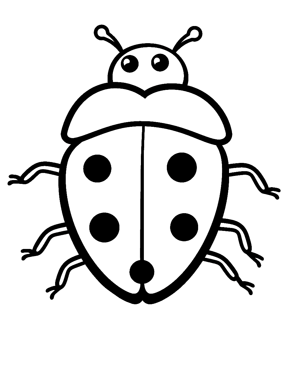 Simple Ladybug Outline Coloring Page - A basic outline of a ladybug, perfect for young children to color.