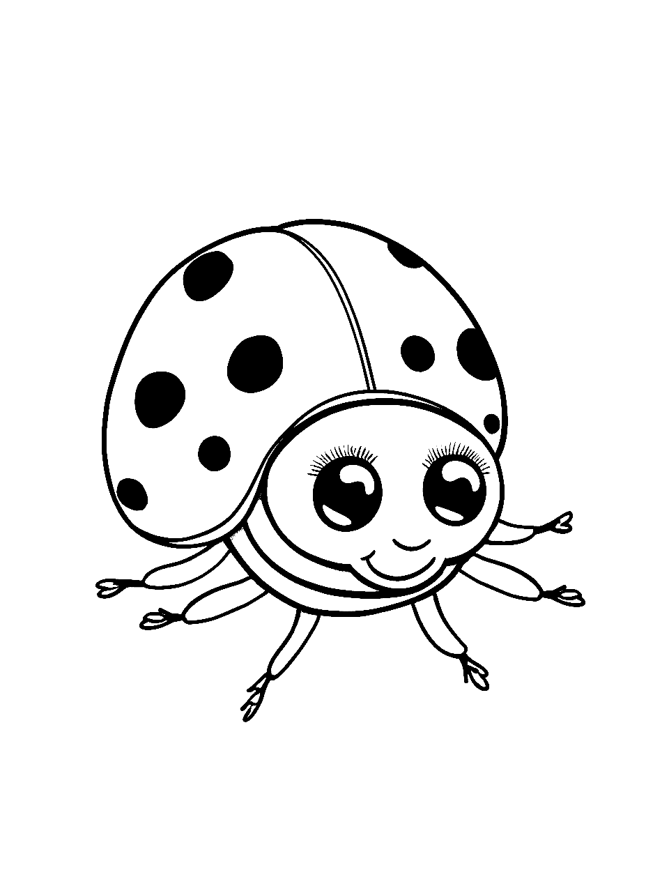 Baby Ladybug's First Steps Ladybug Coloring Page - A kawaii-style baby ladybug ready to walk for the first time.