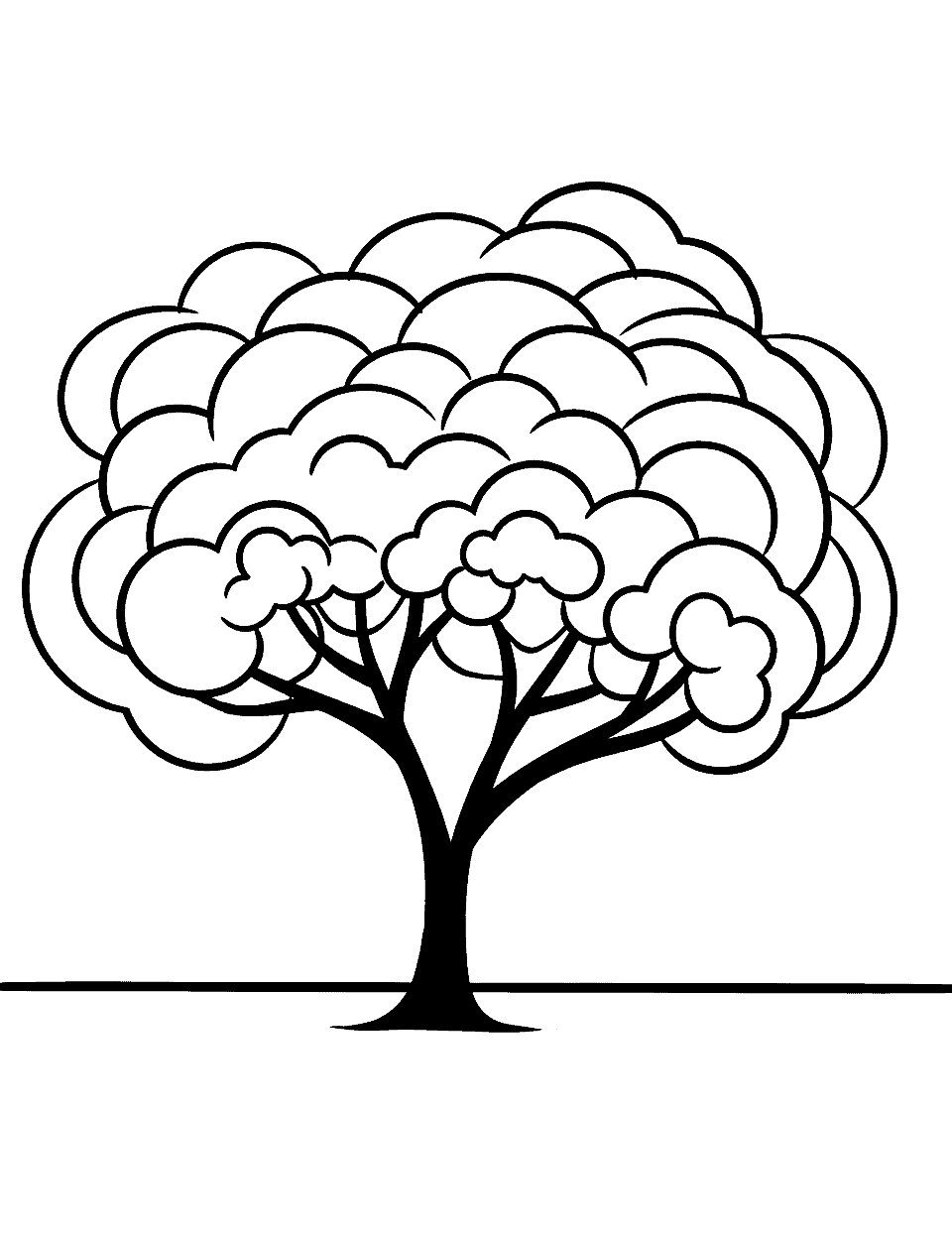 Simple Nature Drawing Coloring Page - A minimalist drawing of a tree against a clear sky.
